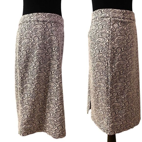 Michael Michael Kors White with Black Paisley Pencil Skirt Size Medium - Picture 3 of 10